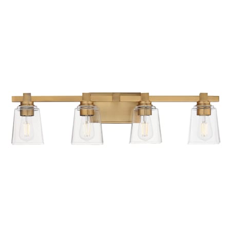 Maxim Lighting Cubos 4-Light Bath Vanity, Natural Aged Brass 21384CLNAB